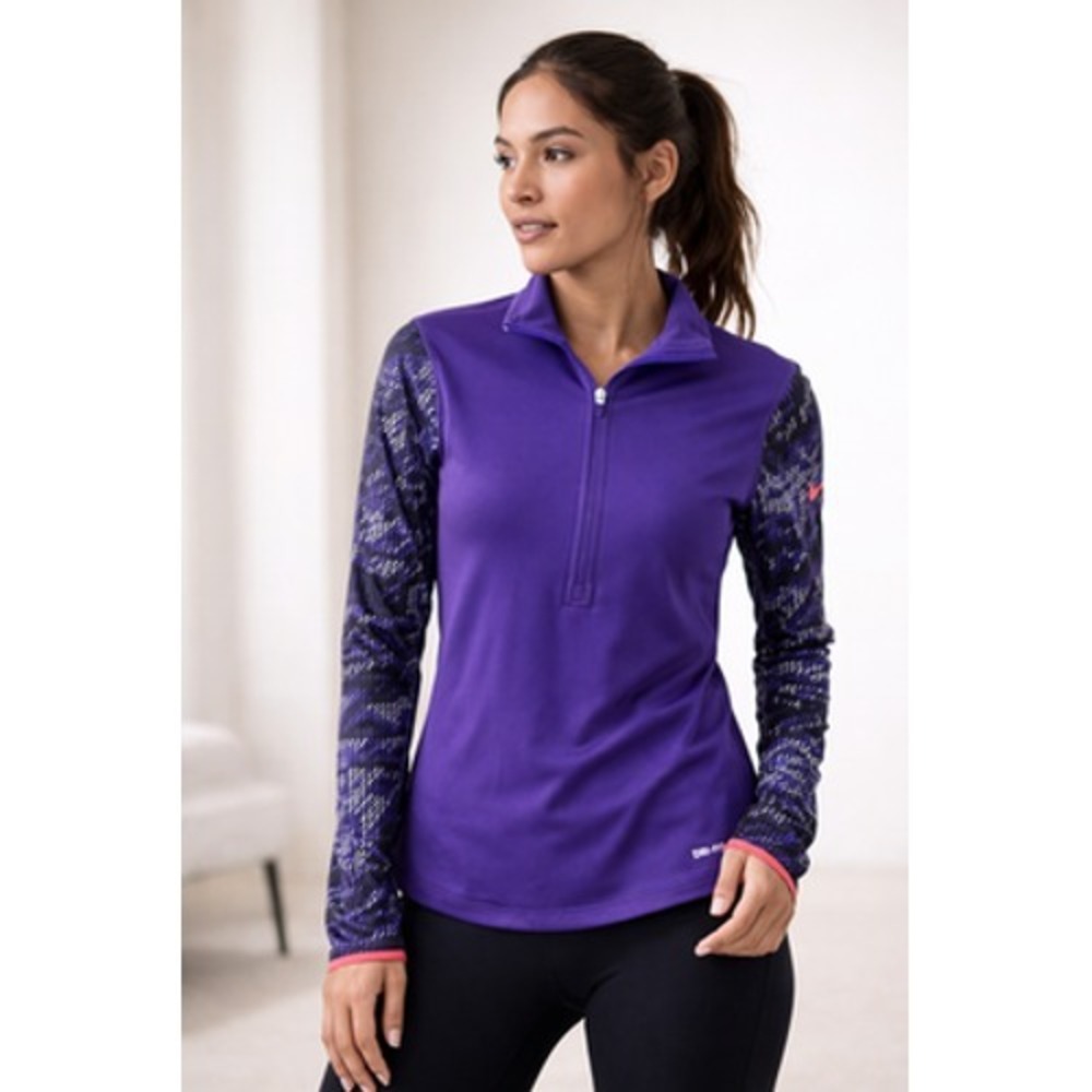 Nike Pro Dri-FIT‎ Pullover Womens Medium Purple 1/4 Zip Long Sleeve Running Gym